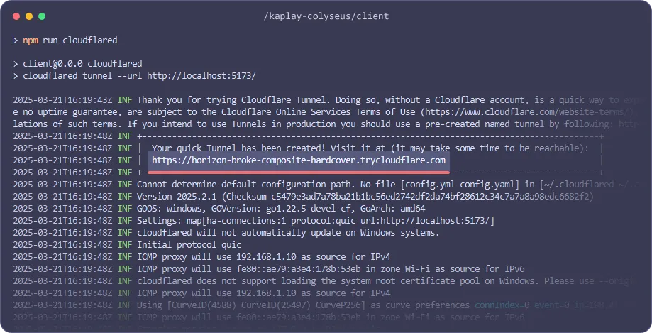 Cloudflared URL example